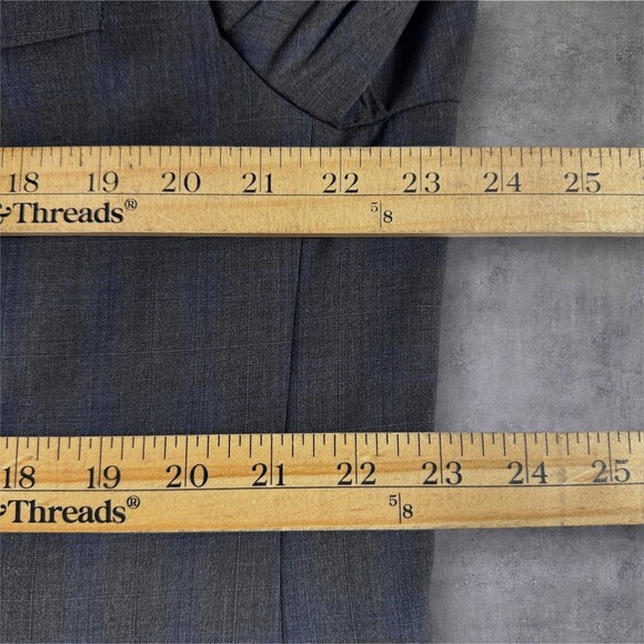 CALVIN KLEIN Men Blazer 46L Gray/Blue Wool Sport Coat 2-Button Jacket Windowpane - Picture 12 of 15